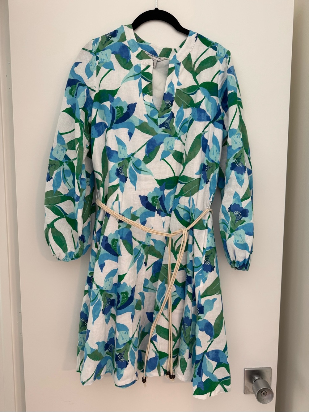 Tommy Bahama Blue & Green Floral Tie-Waist Casual Dress